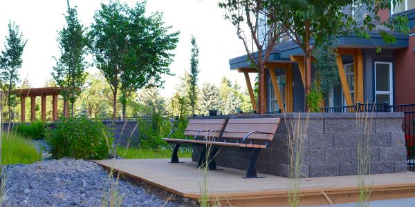 Wishbone Parker Benches (2) at Axess Townhomes in Calgary Alberta